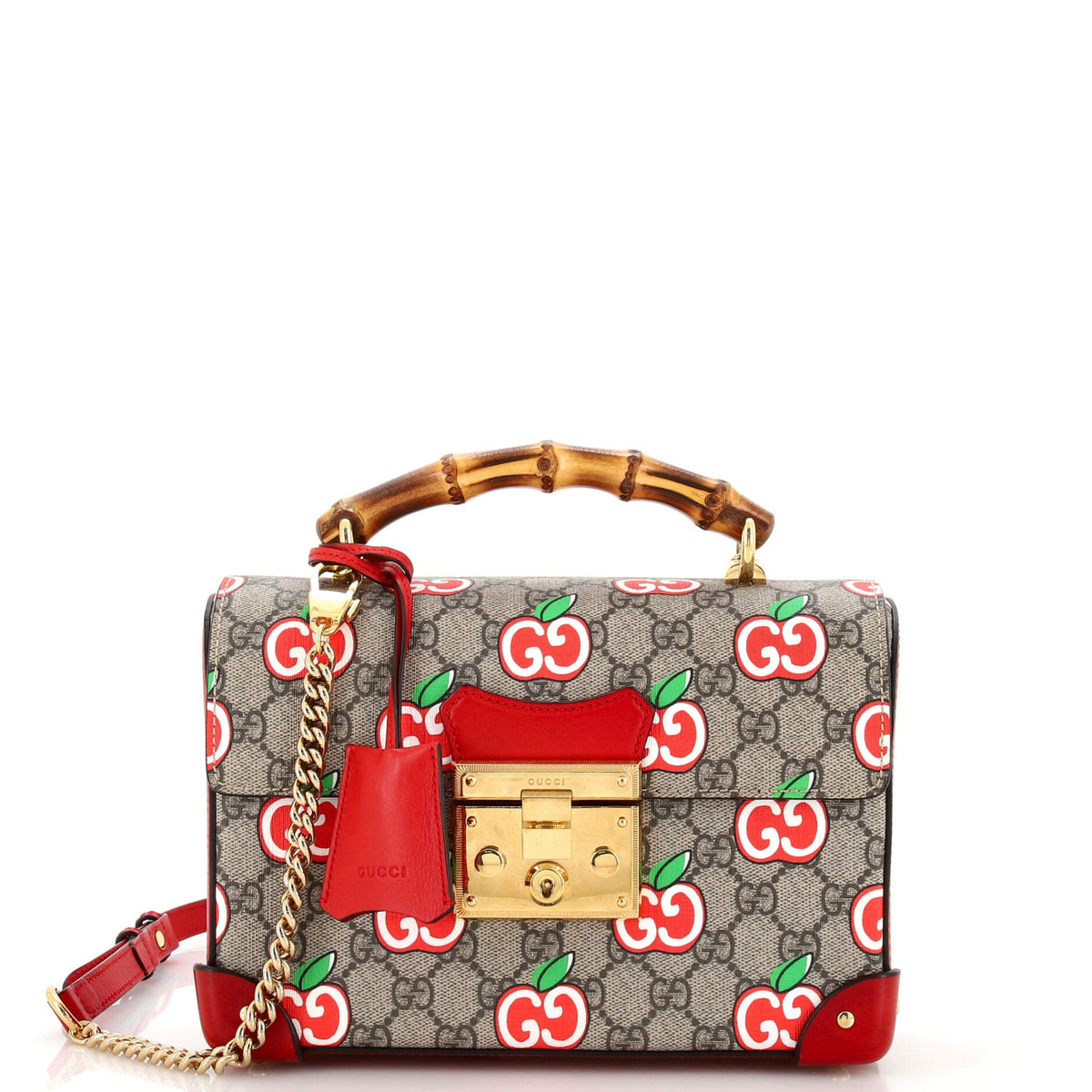 Gucci GUCCI Padlock Bamboo Shoulder Bag Printed GG Coated Canvas Small