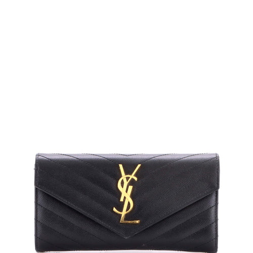 Classic Monogram Flap Wallet Matelasse Chevron Leather Large