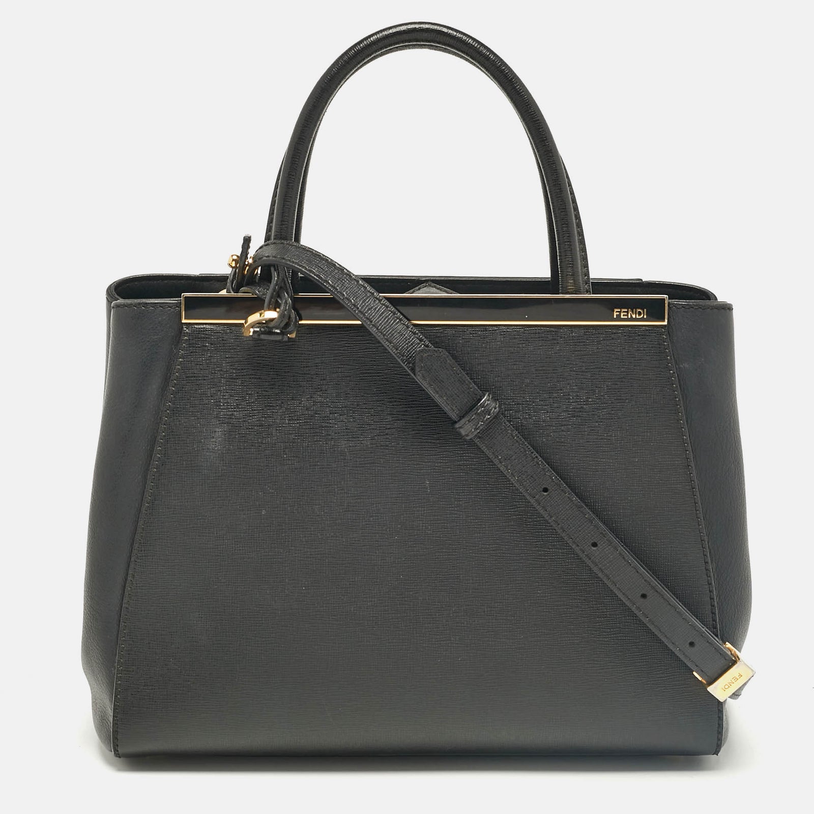 Fendi Black Leather Small 2Jours Tote