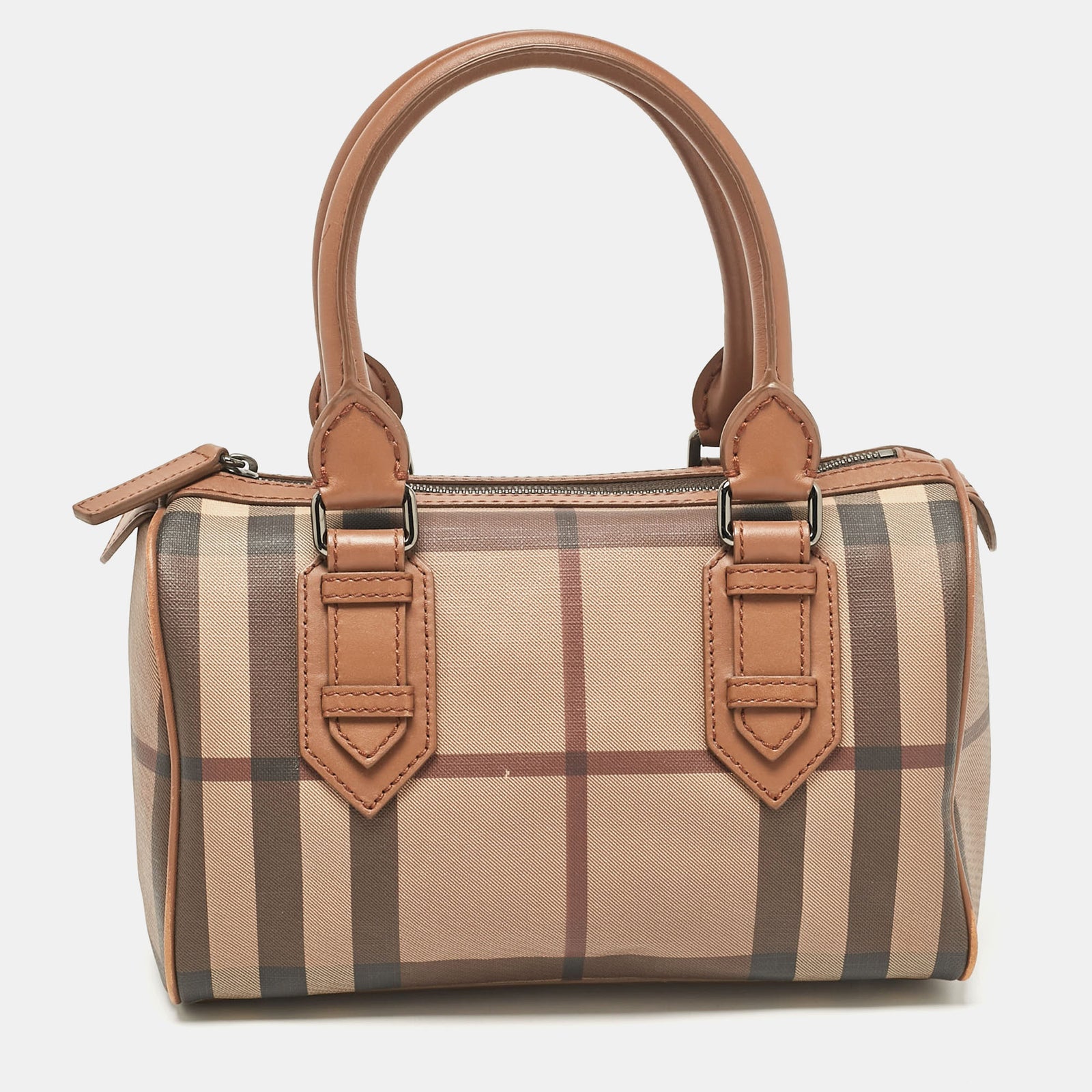 Burberry Brown Smoked Check PVC and Leather Chester Boston Bag