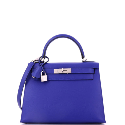 Kelly Handbag Bleu Electrique Epsom with Brushed Palladium Hardware 28
