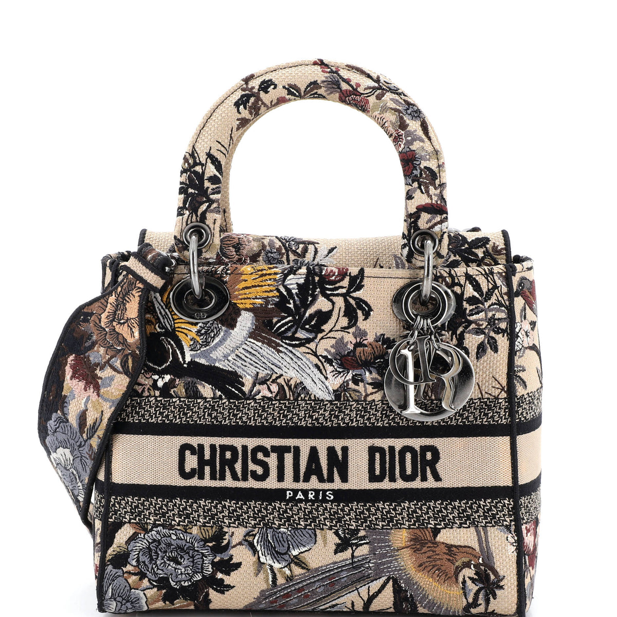 Christian Dior Lady D-Lite Bag Embroidered Canvas Medium