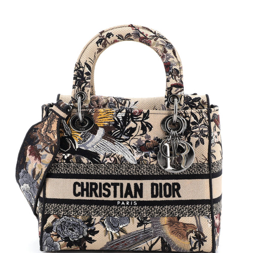 Lady D-Lite Bag Embroidered Canvas Medium