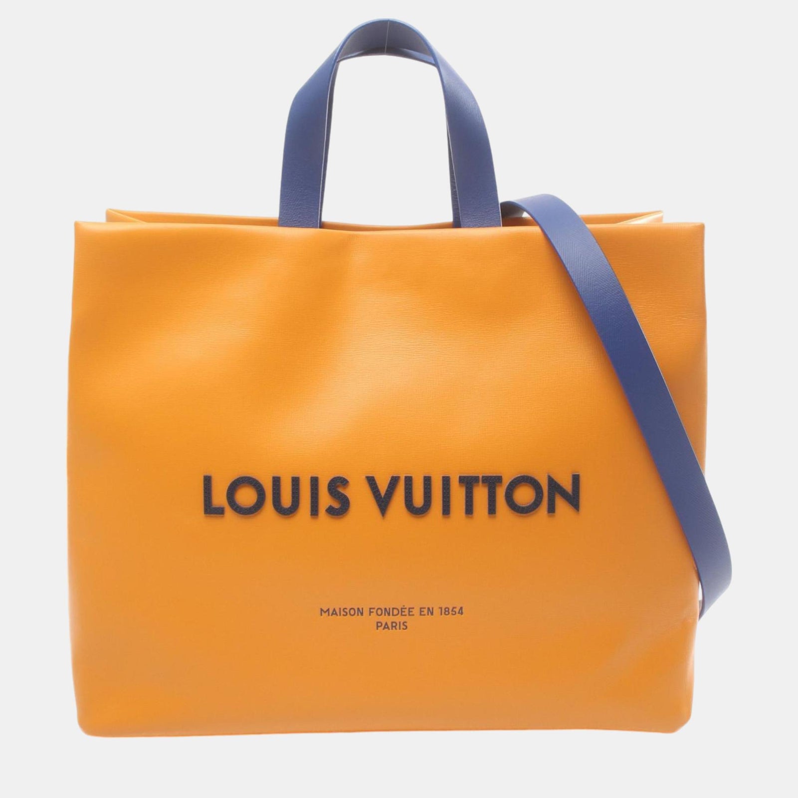 Louis Vuitton Orangefarbene MM-Shopper-Tragetasche aus Leder