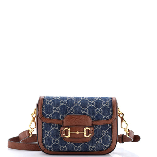 GUCCI Horsebit 1955 Shoulder Bag GG Denim Mini