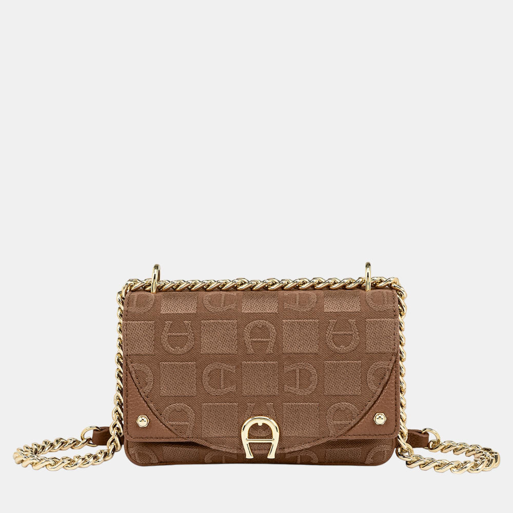 Demi Brown shiny light gold Metal Griffata Mini Bag Demi Brown