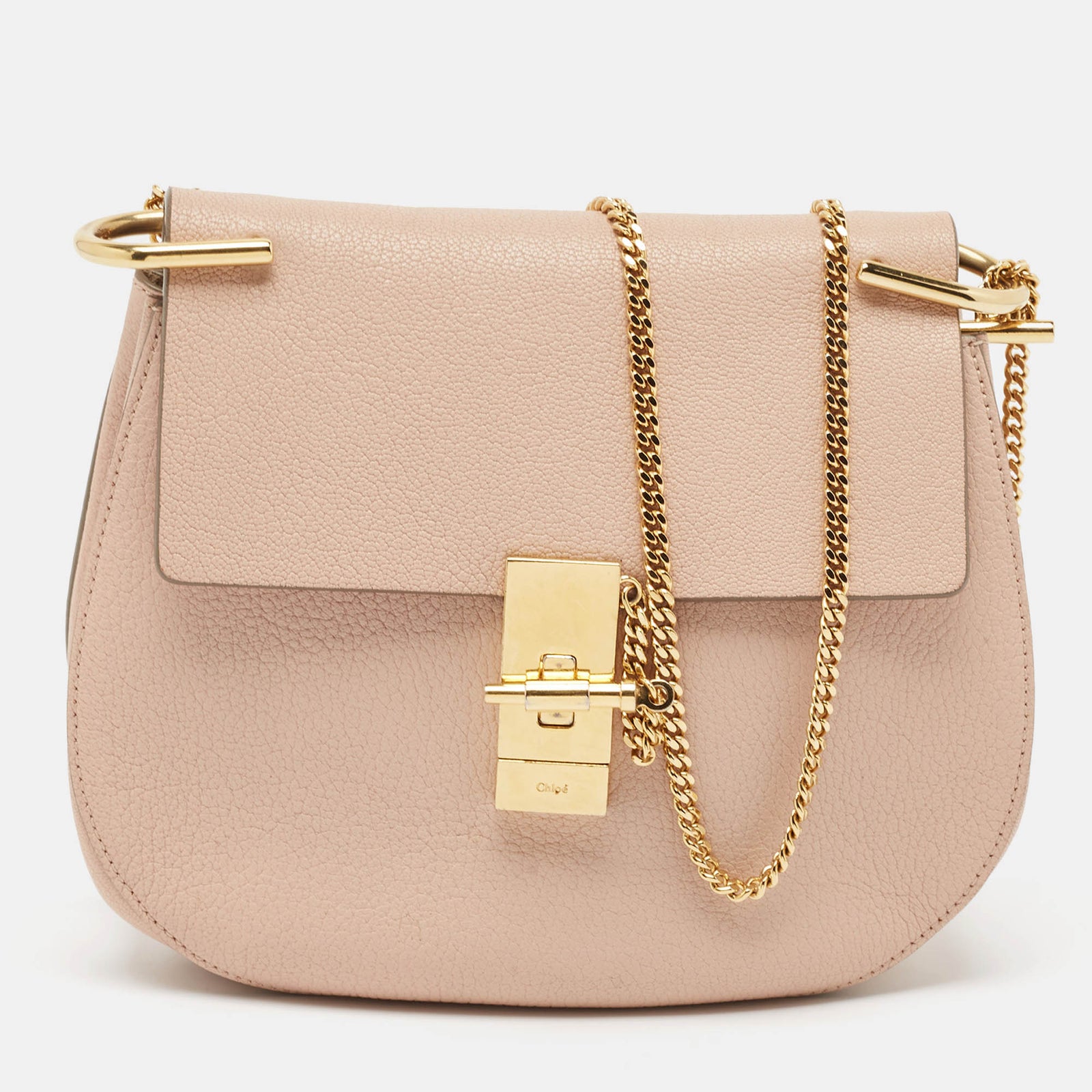 Chloe Pink Leather Medium Drew Shoulder Bag