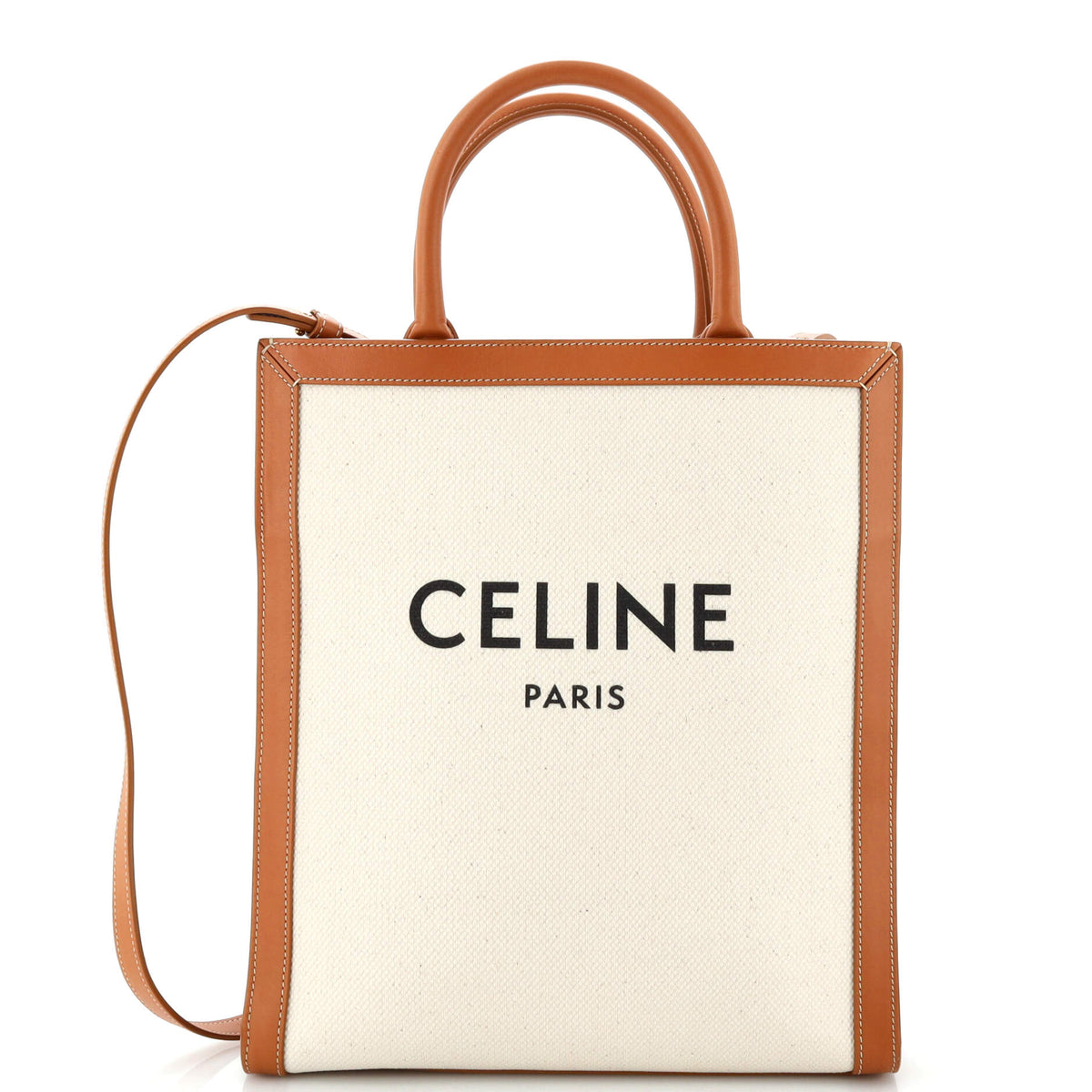 Celine CELINE Vertical Cabas Tote Canvas with Leather Small