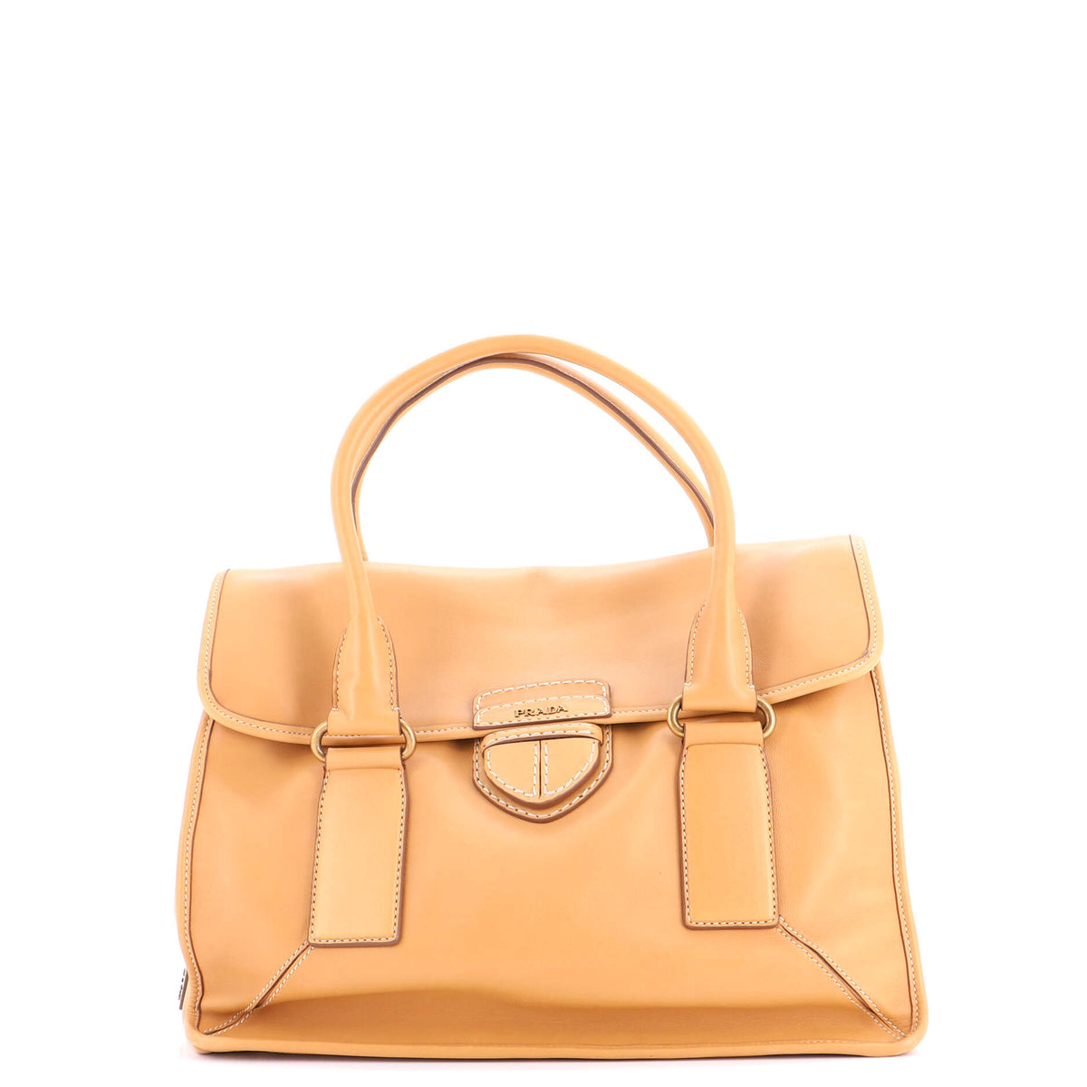 Prada PRADA Pushlock Flap Tote Leather Large