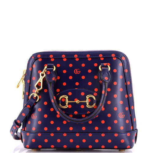 GUCCI Horsebit 1955 Top Handle Bag Printed Leather Small
