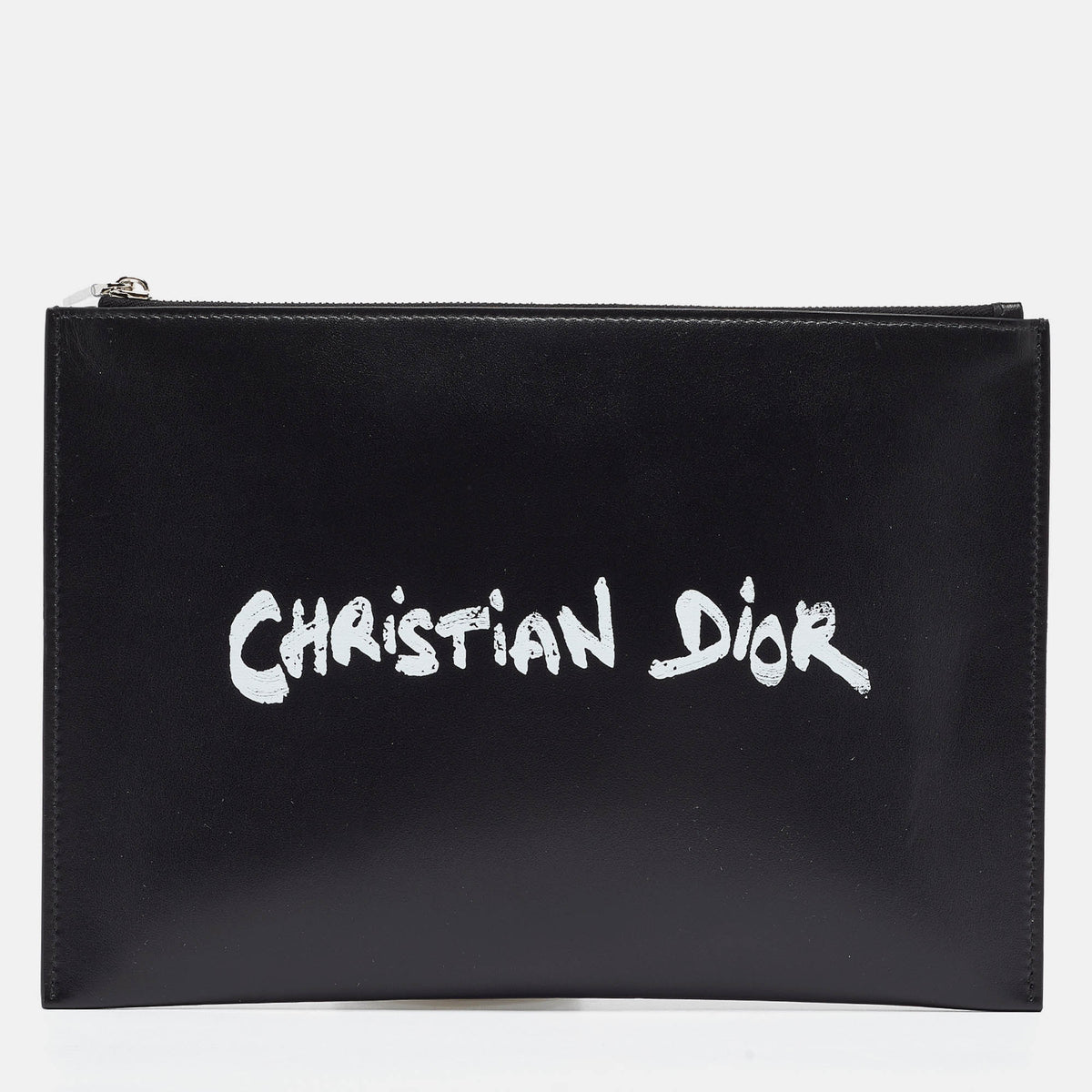 Dior Black Leather Logo Slim Pouch