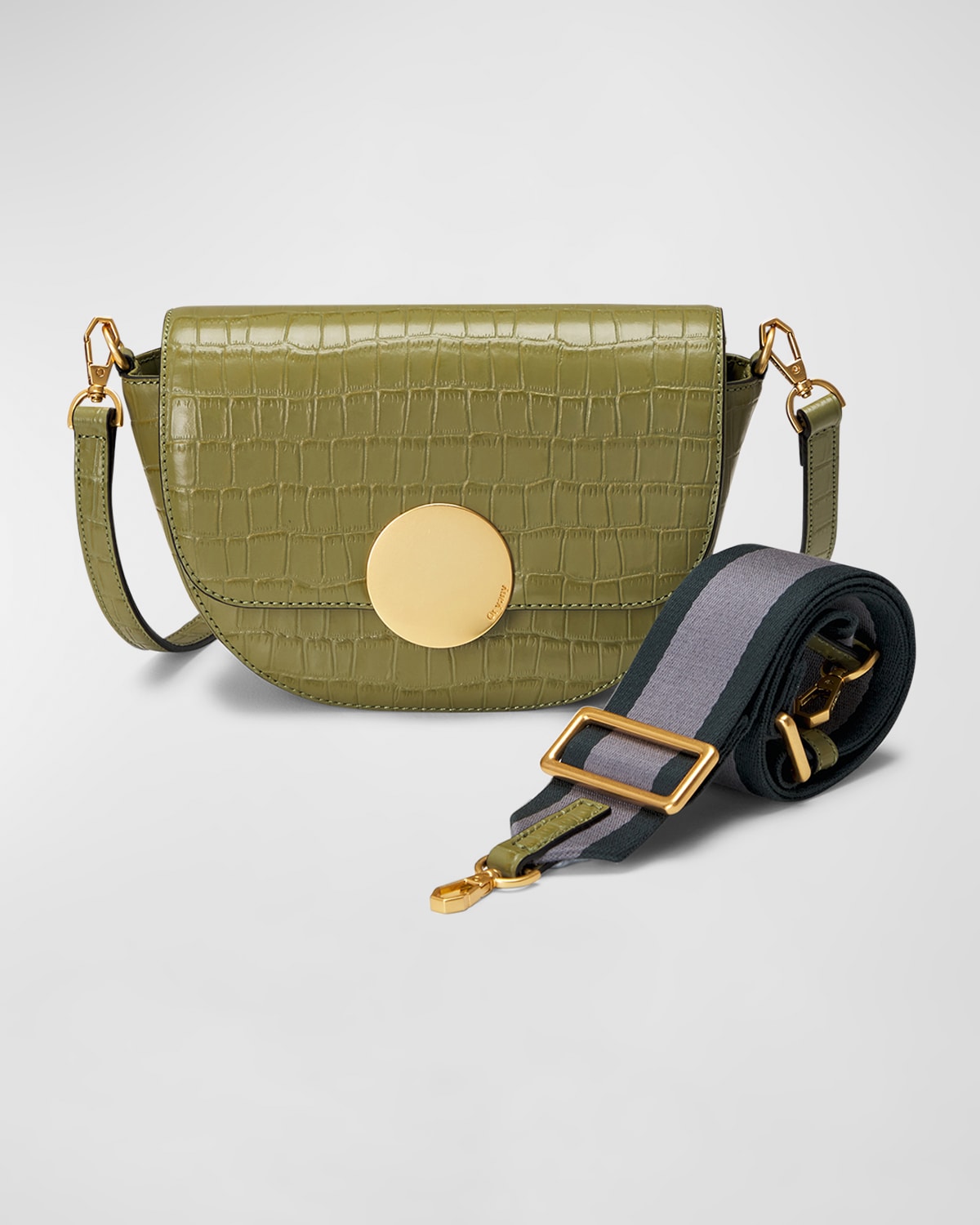 Boss Lottie Saddle Moc-Croc Crossbody Bag