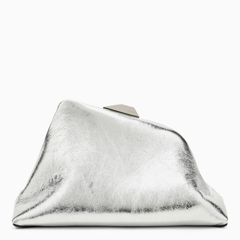 The Attico Day Off silver leather clutch bag