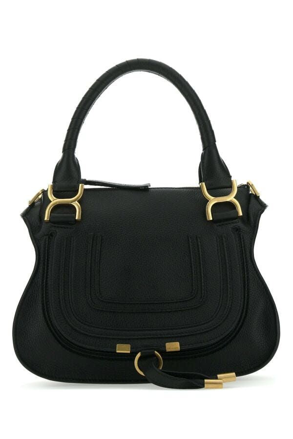 Chloé Women's Marcie Foldover Tote Bag in Black | Size UNICA | CHC22AS660I31