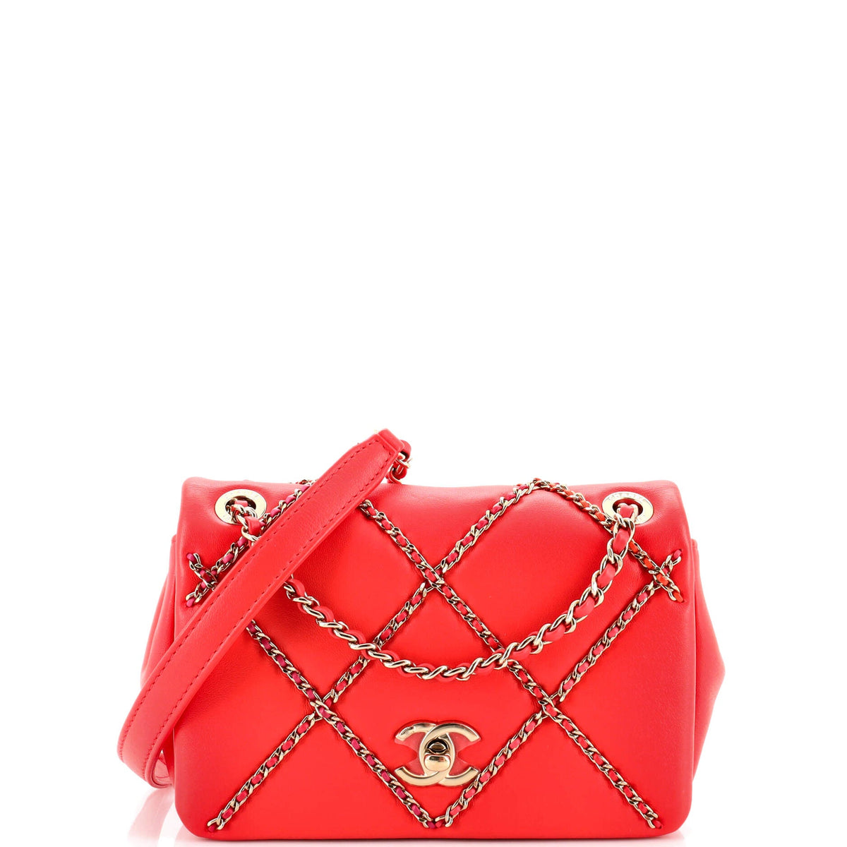 Chanel CHANEL CC Full Flap Bag Chain Embellished Quilted Lambskin Mini
