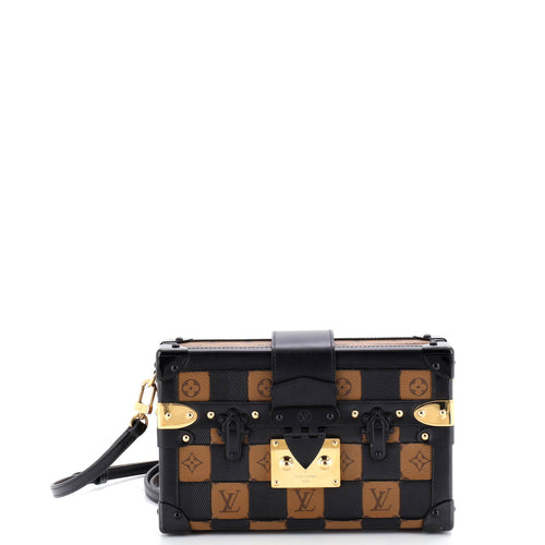 Petite Malle Handbag Damier Tressage Monogram Canvas and Leather