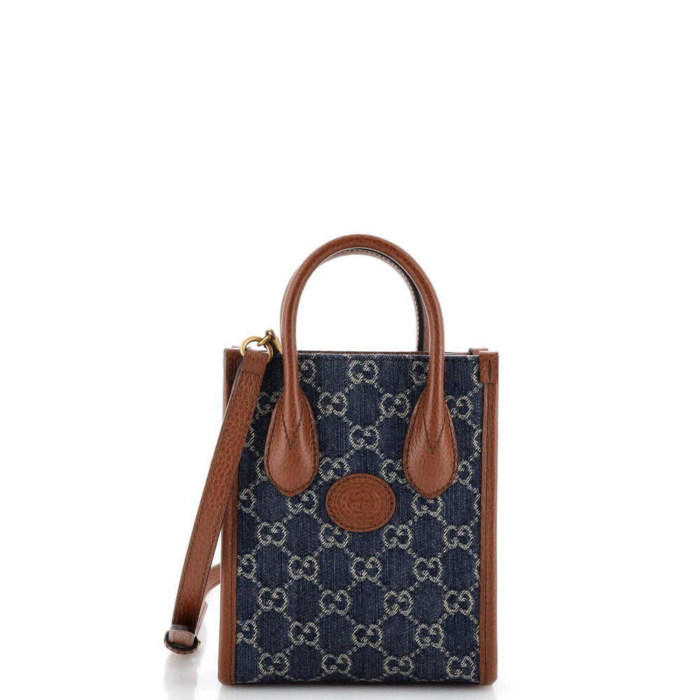 GUCCI Interlocking G Patch Tote GG Denim Mini