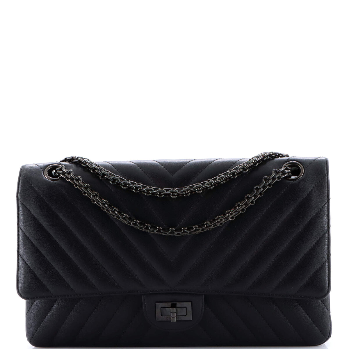Chanel CHANEL So Black Reissue 2.55 Flap Bag Chevron Sheepskin 226