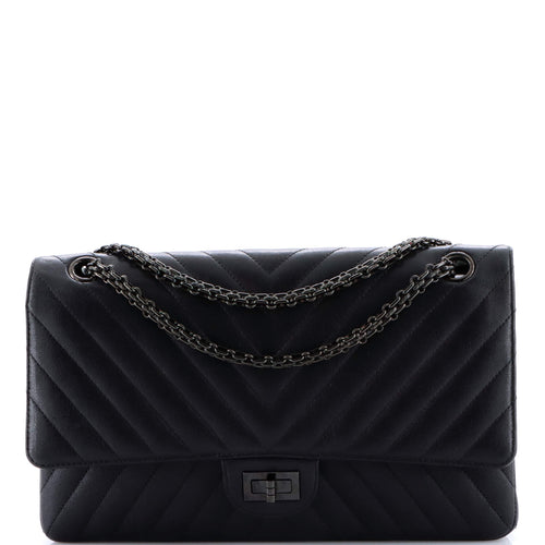 CHANEL So Black Reissue 2.55 Flap Bag Chevron Sheepskin 226