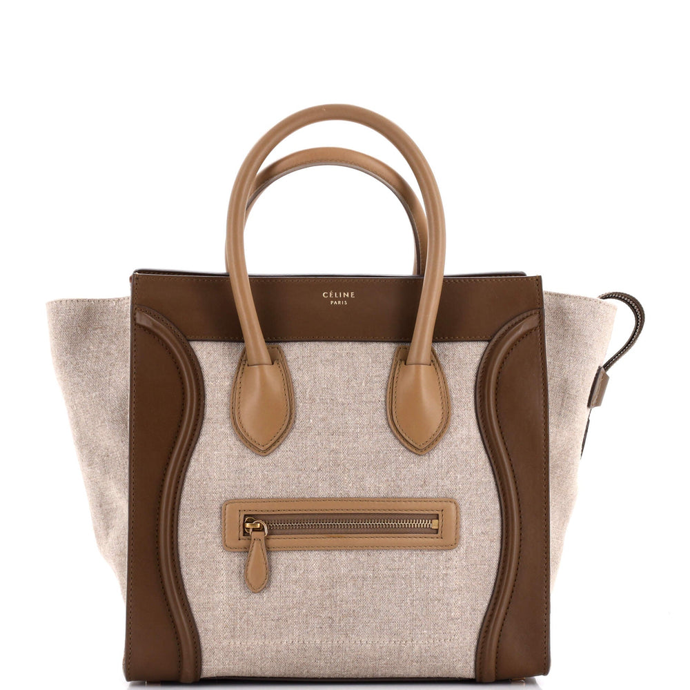 CELINE Tricolor Luggage Bag Canvas and Leather Mini