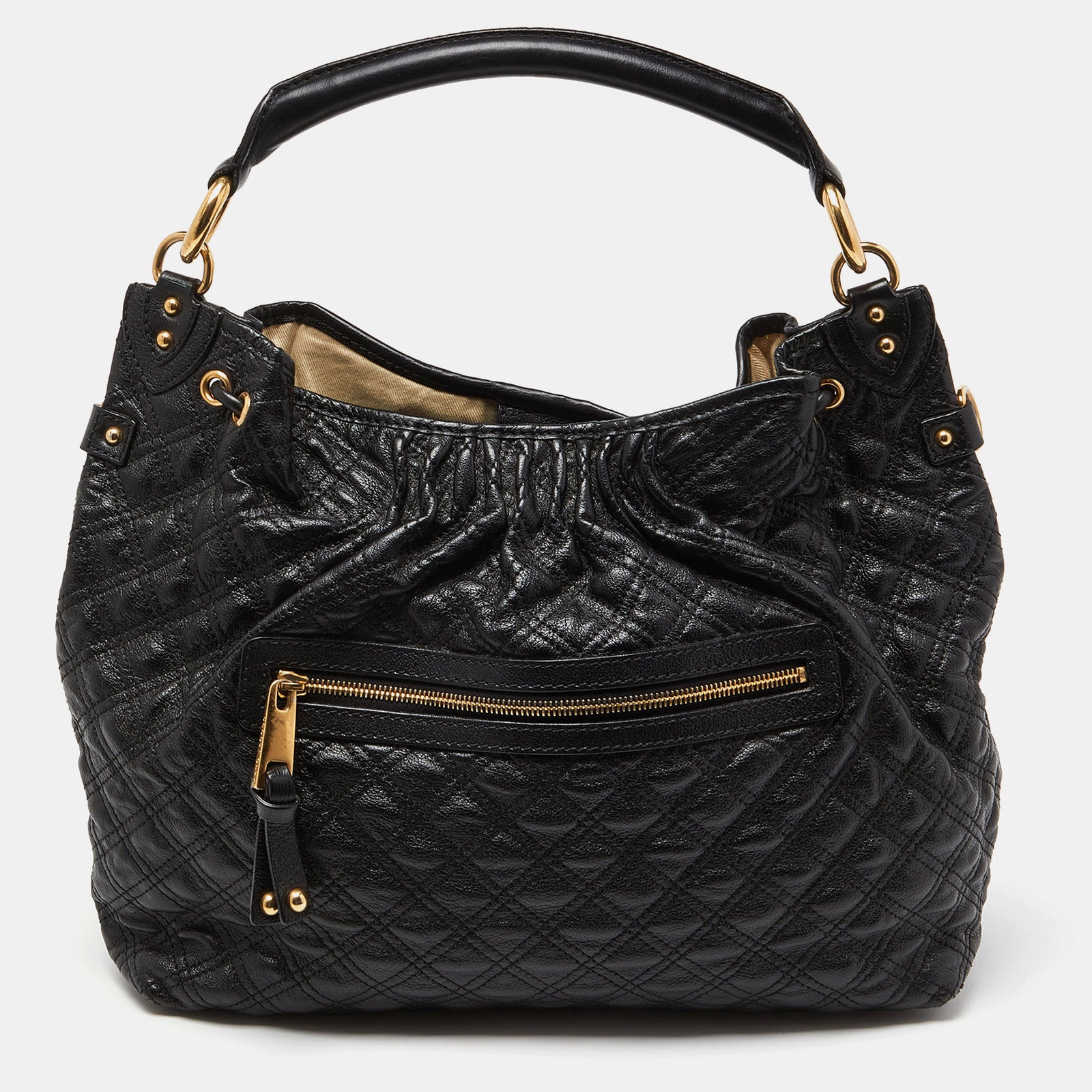 Marc Jacobs Hobo-Tasche Stam aus gestepptem Leder in Schwarz