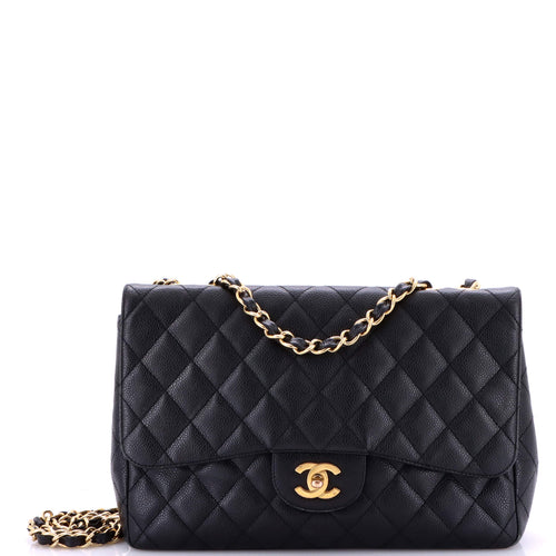 CHANEL Classic Double Flap Bag Quilted Caviar Jumbo