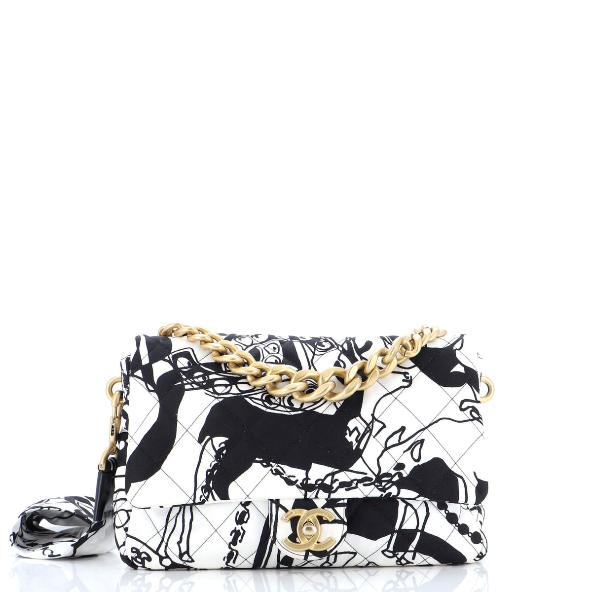 Chanel CHANEL Deer Coco Flap Bag Quilted Printed Fabric Small