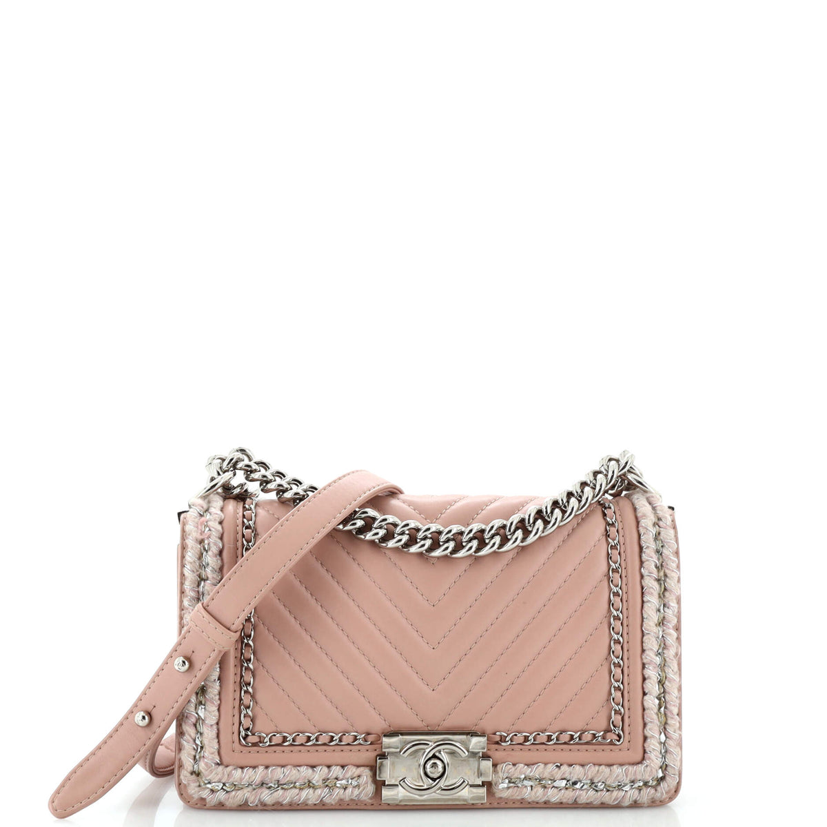 Chanel CHANEL Jacket Boy Flap Bag Quilted Lambskin with Tweed Old Medium