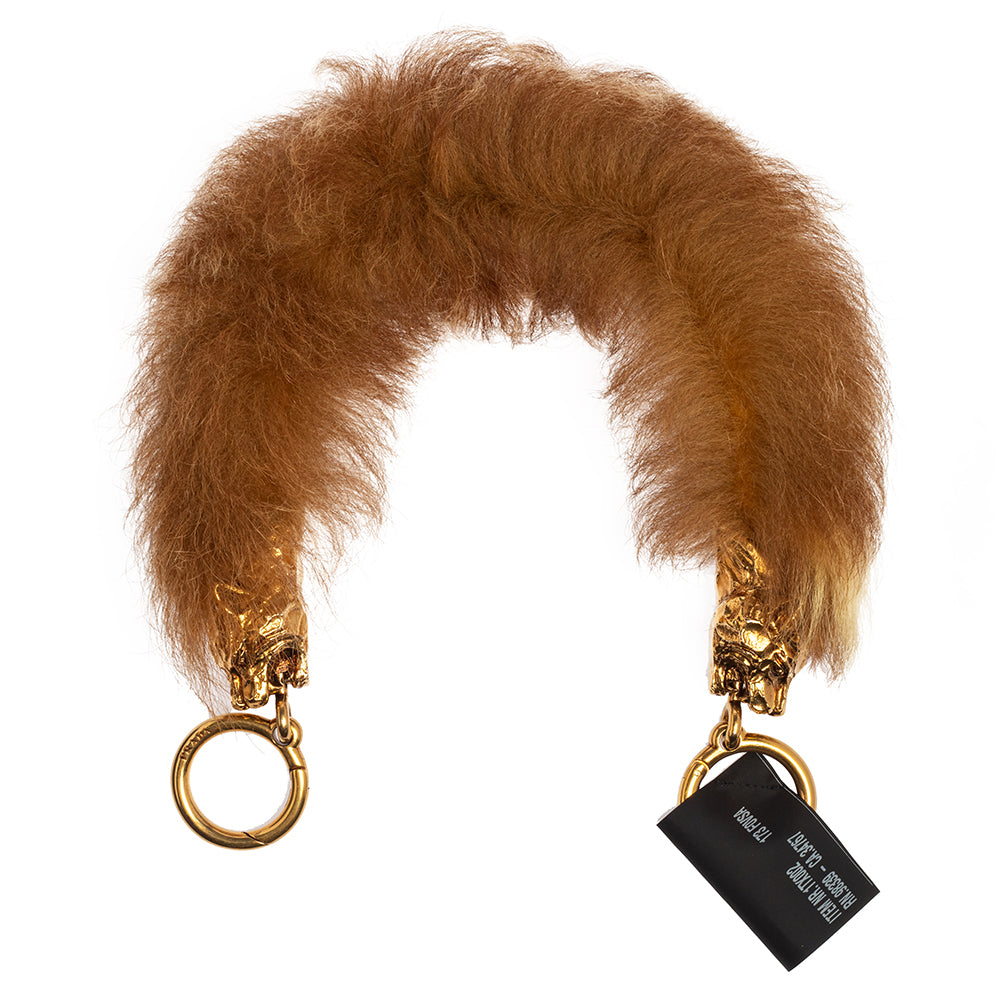 Prada Brown Fur Tiger Head Bag Strap