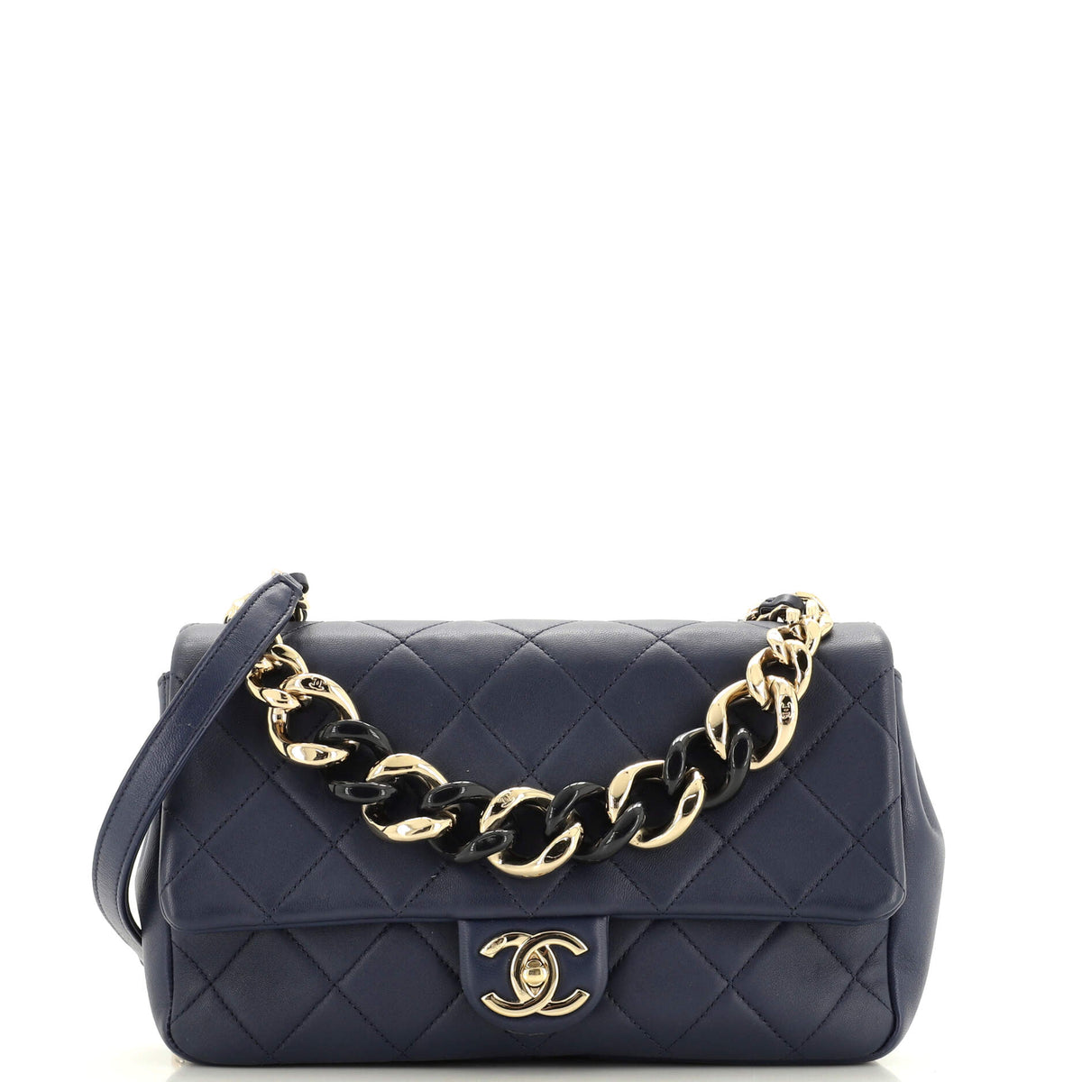 Chanel CHANEL Resin Elegant Chain Flap Bag Quilted Lambskin Large