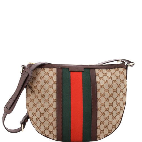 GUCCI Vintage Web Saddle Messenger Bag GG Canvas Medium