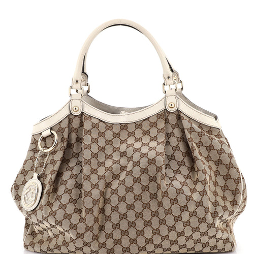 GUCCI Sukey Tote GG Canvas with Leather Large