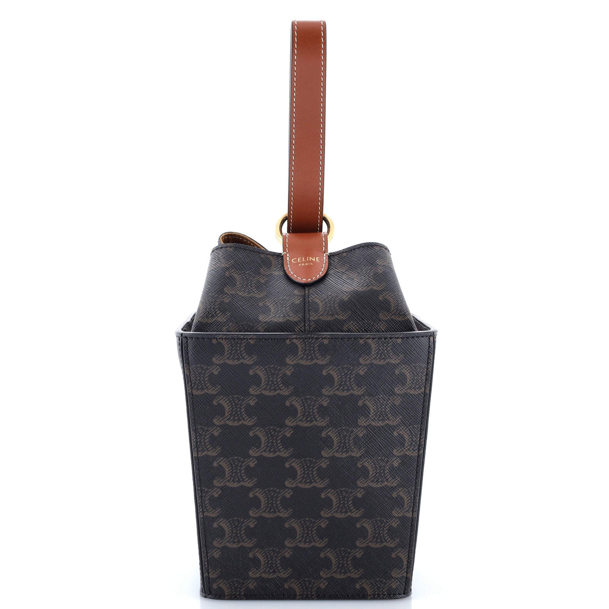 Celine CELINE Strap Box Top Handle Bag Triomphe Coated Canvas