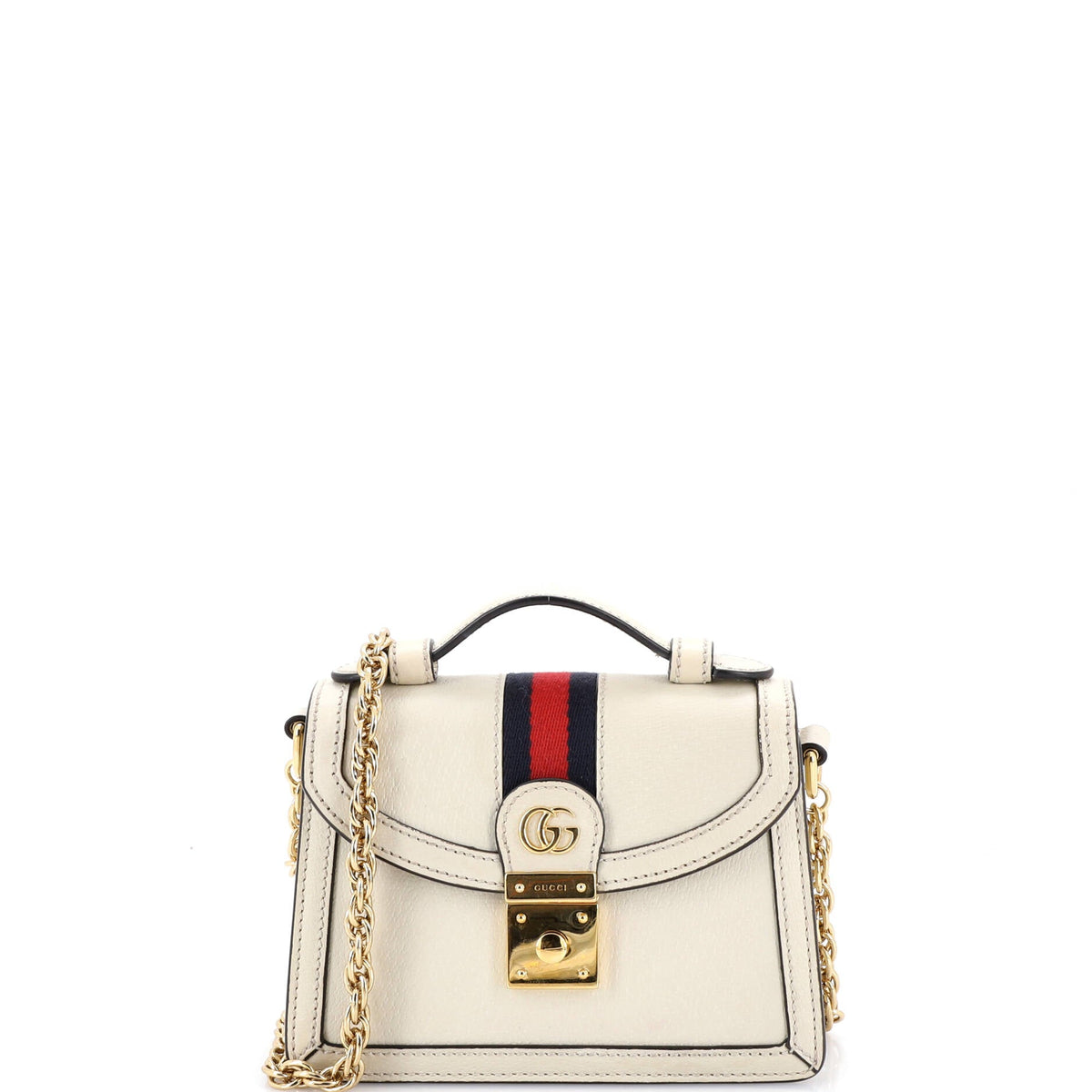 Gucci GUCCI Ophidia Flap Top Handle Bag Leather Mini