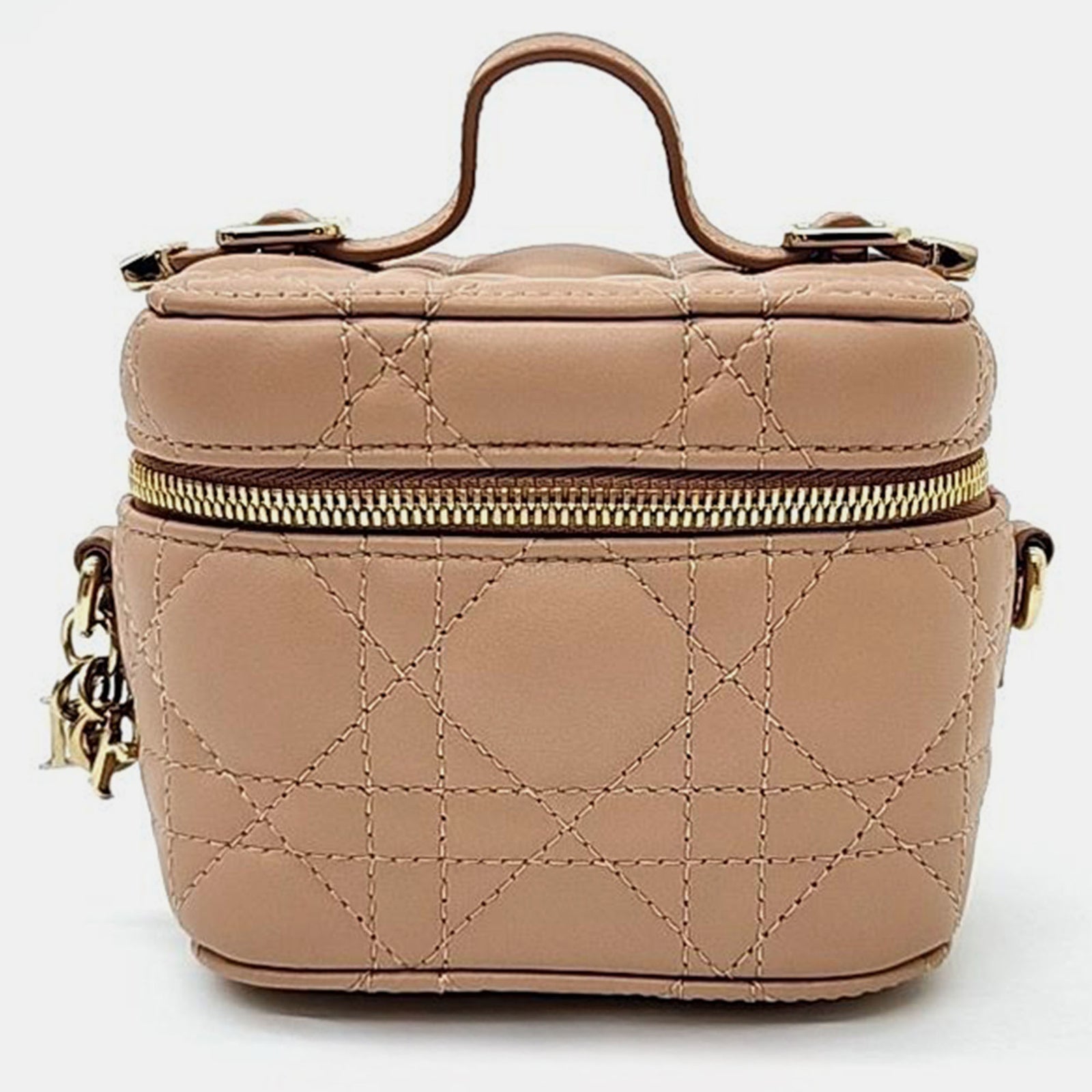 Dior Christian Tan Leather Cannage Micro Vanity Shoulder Bag