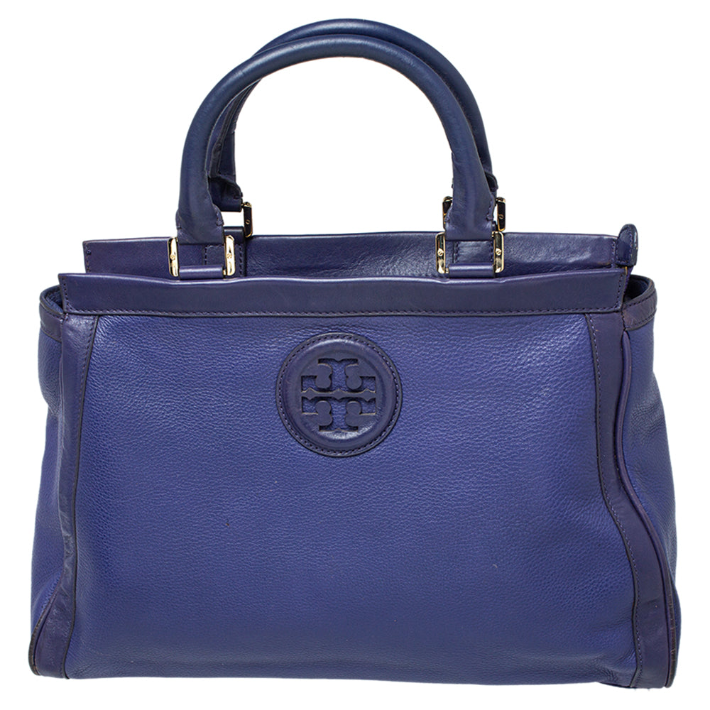 Tory Burch Purple Leather Hannah Tote