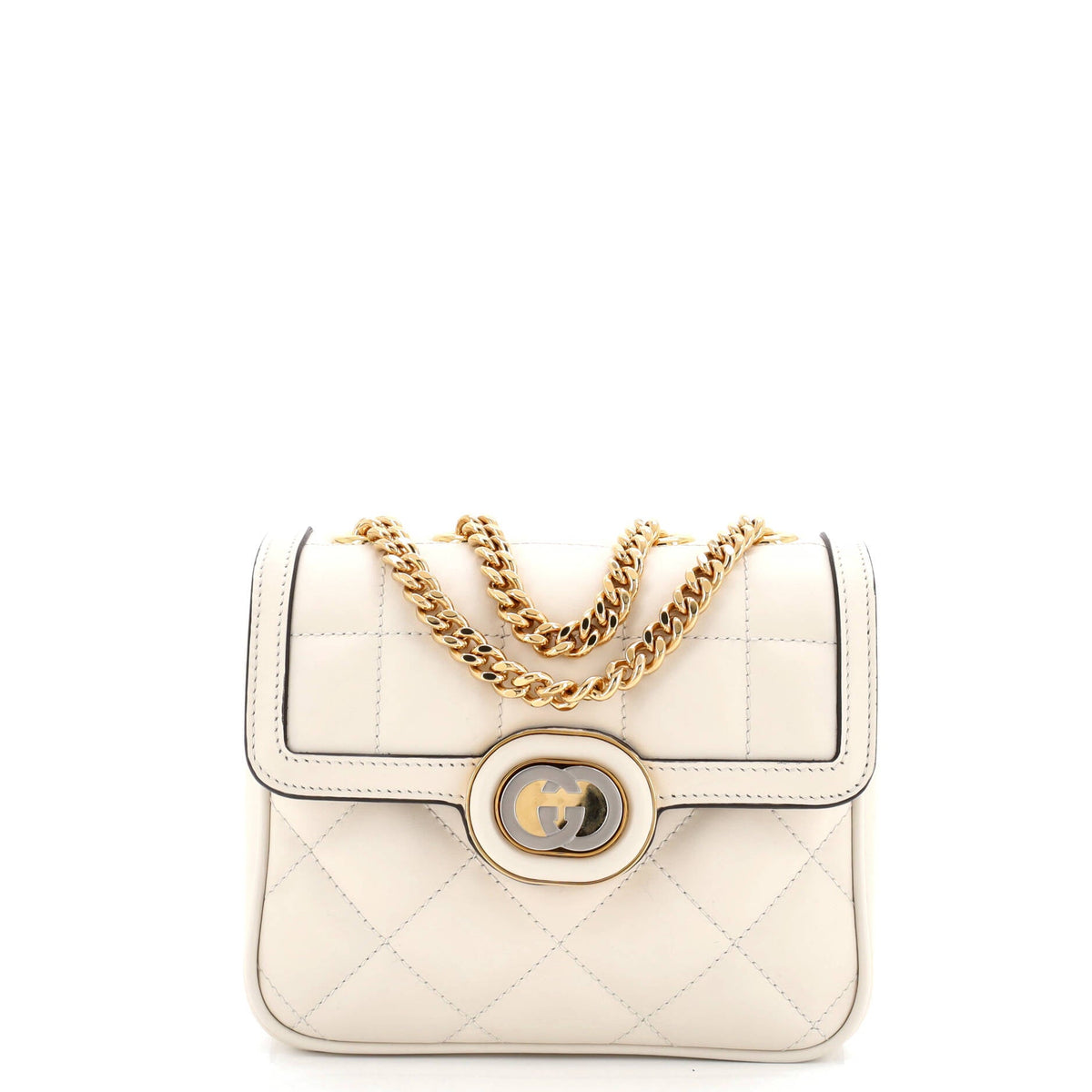 Gucci GUCCI Deco Chain Flap Bag Mixed Matelasse Leather Mini