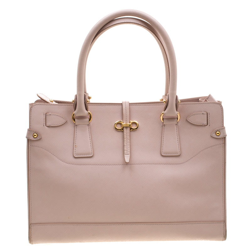 Salvatore Ferragamo Blush Pink Leather Small Briana Tote