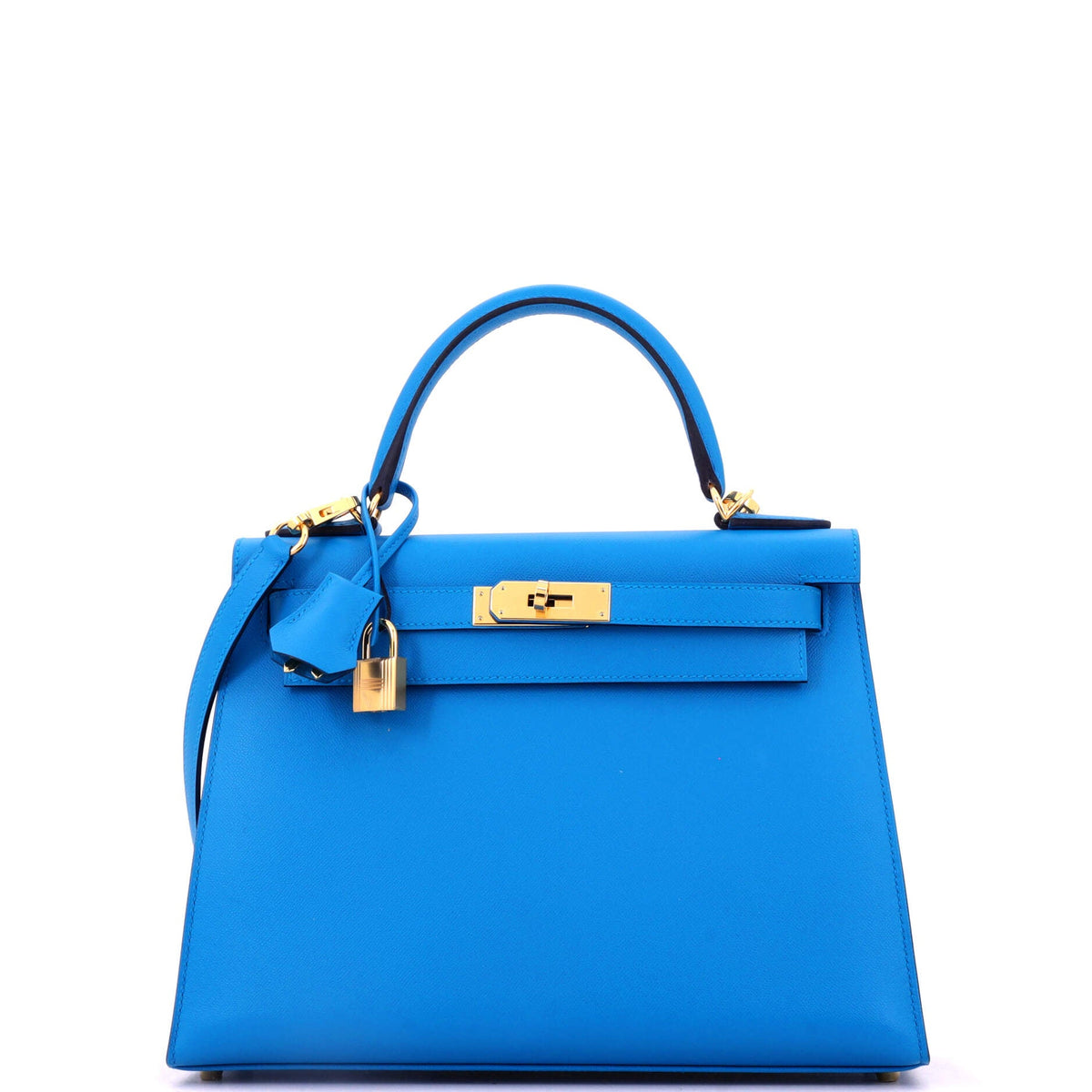 Herm?s Kelly Handbag Bleu Frida Madame with Gold Hardware 28