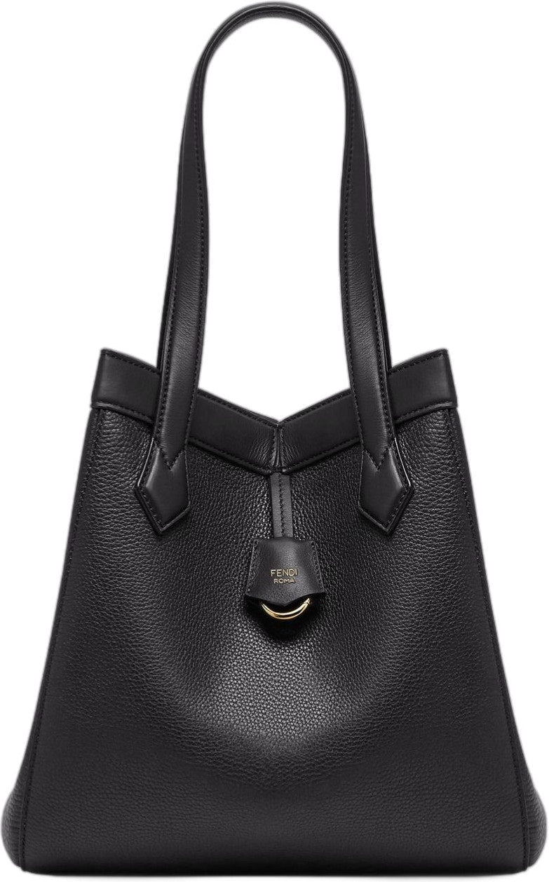 Fendi Women's Origami Pebbled Leather Tote in Black | 8BH414APZA Color F0KUR