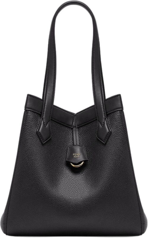 Women's Origami Pebbled Leather Tote in Black | 8BH414APZA Color F0KUR