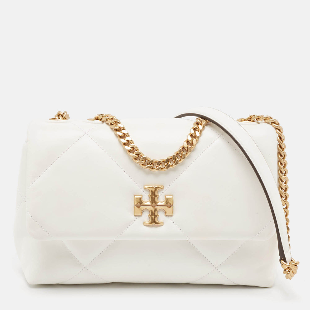 White Quilted Leather Kira Shoulder Bag