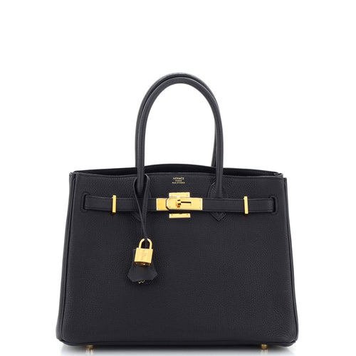 3-in-1 Birkin Bag Black Togo and Swift with Toile and Gold Hardware 30