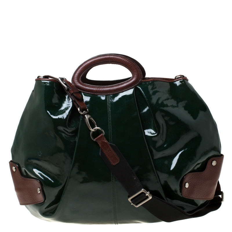 Marni Green/Brown Patent Leather New Balloon Hobo