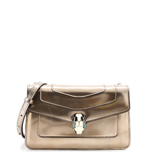 BVLGARI Serpenti Forever Shoulder Bag Metallic Leather Small