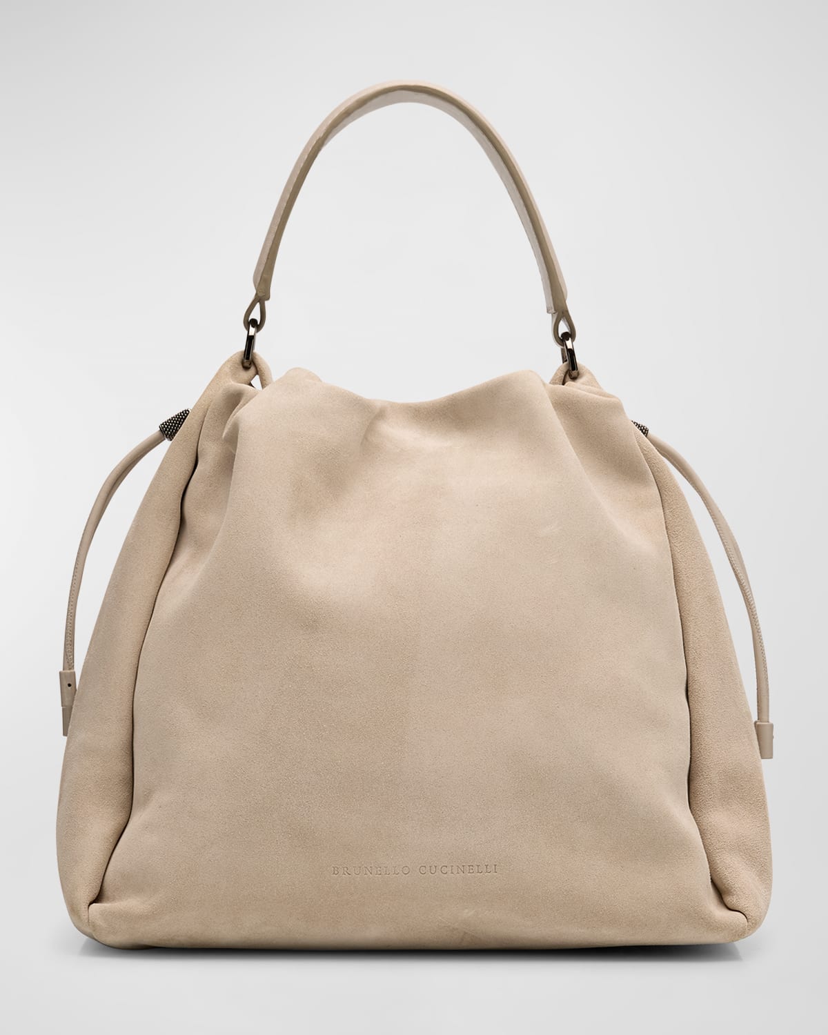 Brunello Cucinelli Medium Drawstring Suede Top-Handle Bag