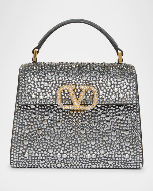 VSling Mini Rhinestone Suede Top-Handle Bag