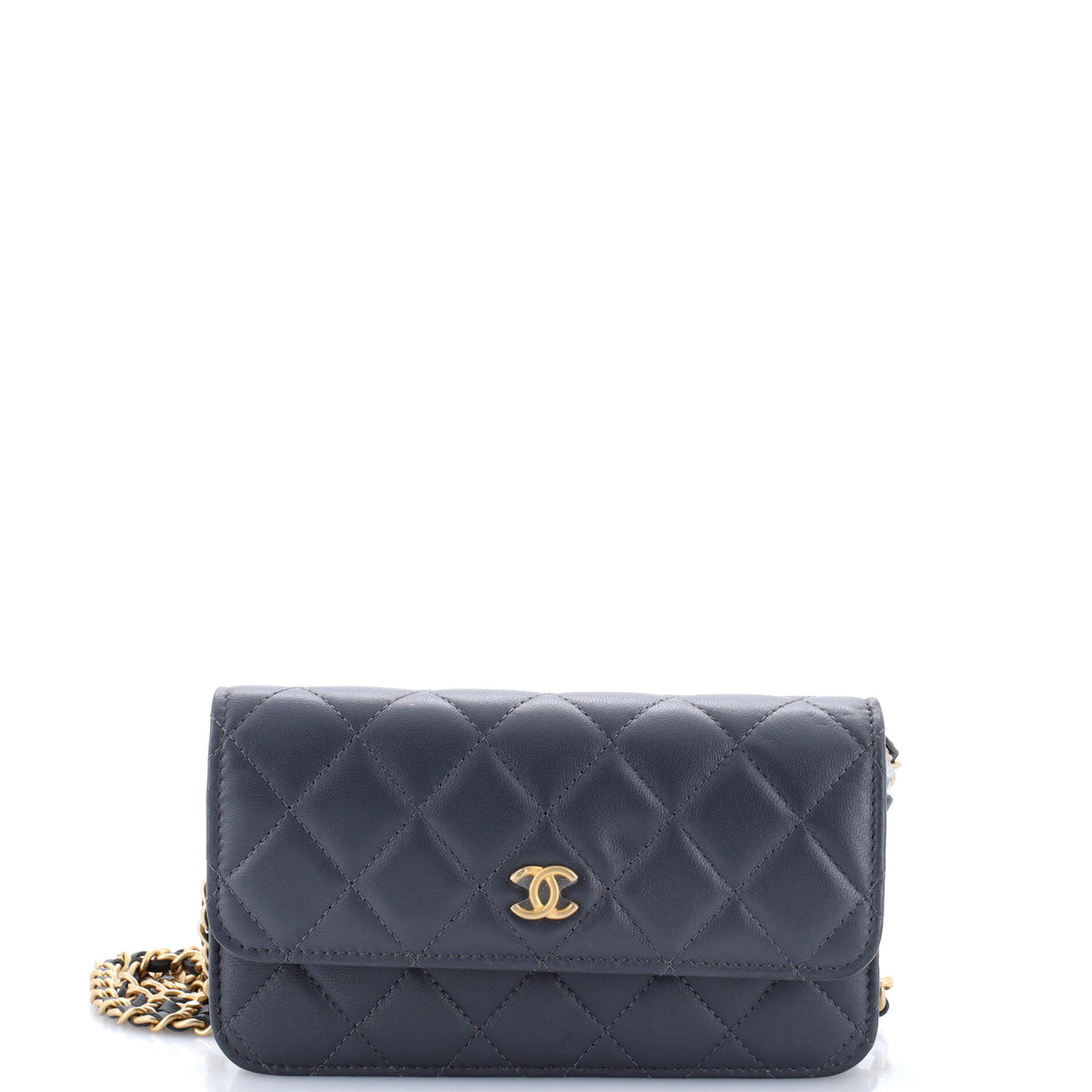 Chanel CHANEL Pearl Crush Flap Phone Holder with Chain Quilted Lambskin