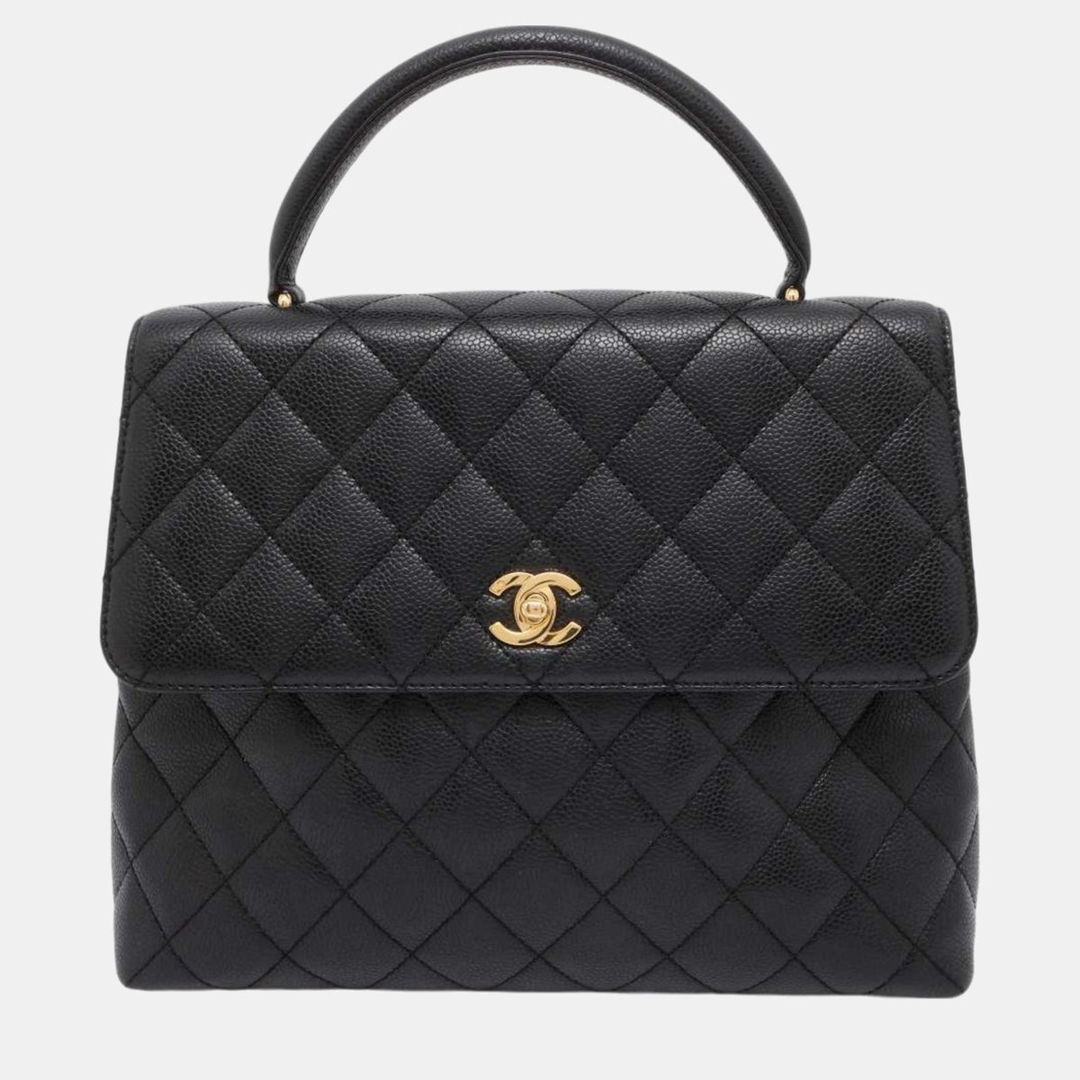 Chanel Black Caviar Skin Matelasse Coco Mark Handbag