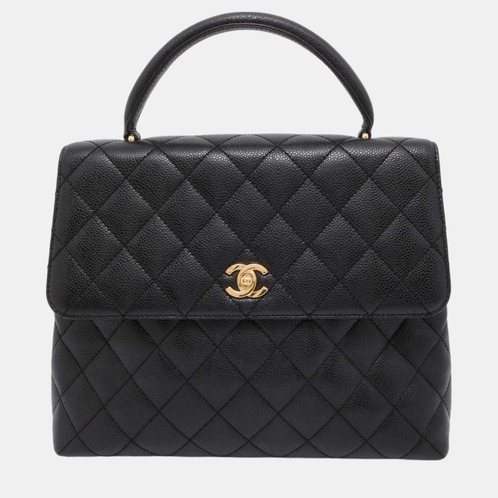 Chanel Schwarze Caviar Skin Matelasse Coco Mark Handtasche